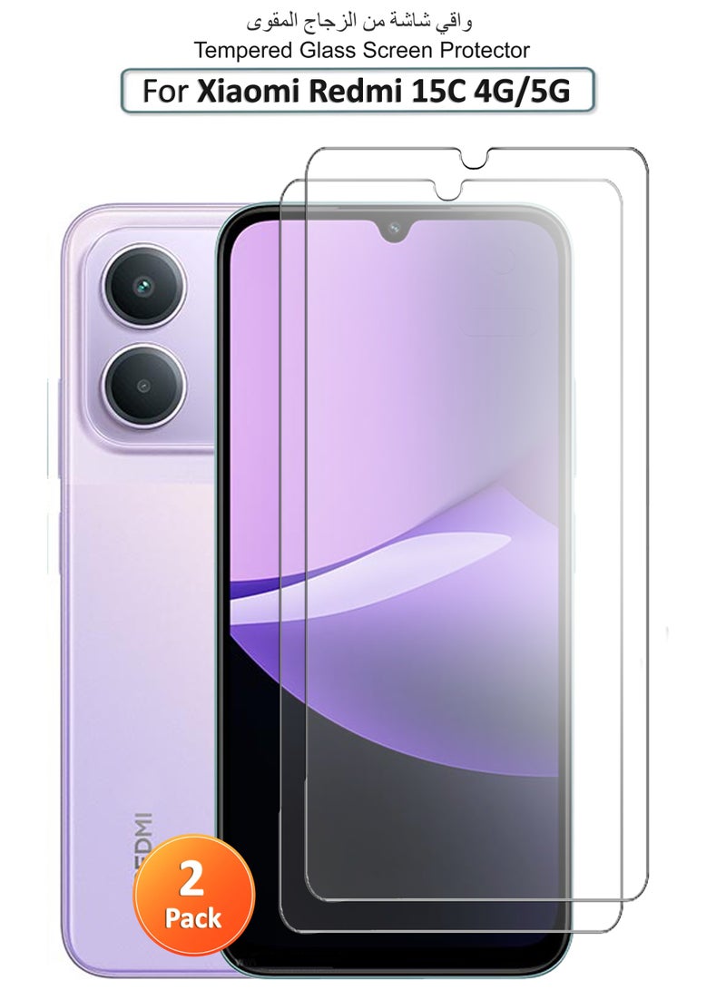 2 Pieces For Xiaomi Redmi 15C 4G/5G - Tempered Glass Screen Protector – High Transparency, Delicate Touch, Anti-Explosion, Smooth Arc Edges, Easy Installation - Image 1